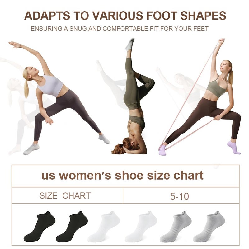 kepiibi 6 Pairs Black White Pilates Grip Socks, Non Slip Yoga Grippy Crew Socks for Barre Hospital Barefoot Workout Dance Ballet - Image 5
