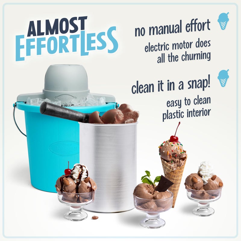 Nostalgia Electric Ice Cream Maker - Old Fashioned Soft Serve Ice Cream Machine Makes Frozen Yogurt or Gelato in Minutes - Fun Kitchen Appliance - Blue - 4 Quart - Image 5