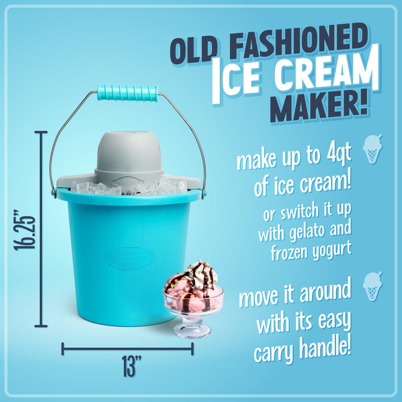 Nostalgia Electric Ice Cream Maker - Old Fashioned Soft Serve Ice Cream Machine Makes Frozen Yogurt or Gelato in Minutes - Fun Kitchen Appliance - Blue - 4 Quart - Image 2
