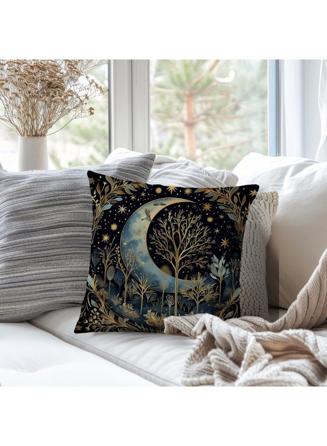 Nipil Vintage Dark William Morris Night Moon Forest Decor Pillow Covers 18x18,Black Forest Decor,Dark Dcademia Animal Floral Decorative Throw Pillow Covers for Home Bedroom Living Room - Image 3