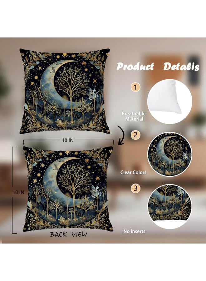Nipil Vintage Dark William Morris Night Moon Forest Decor Pillow Covers 18x18,Black Forest Decor,Dark Dcademia Animal Floral Decorative Throw Pillow Covers for Home Bedroom Living Room - Image 2