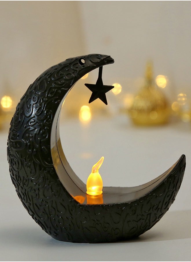 Ramadan Decoration, Candle Light, Eid LED Light, 4 Moon Shaped Lights, Festive Decoration (Black, Gold, White, Silver)