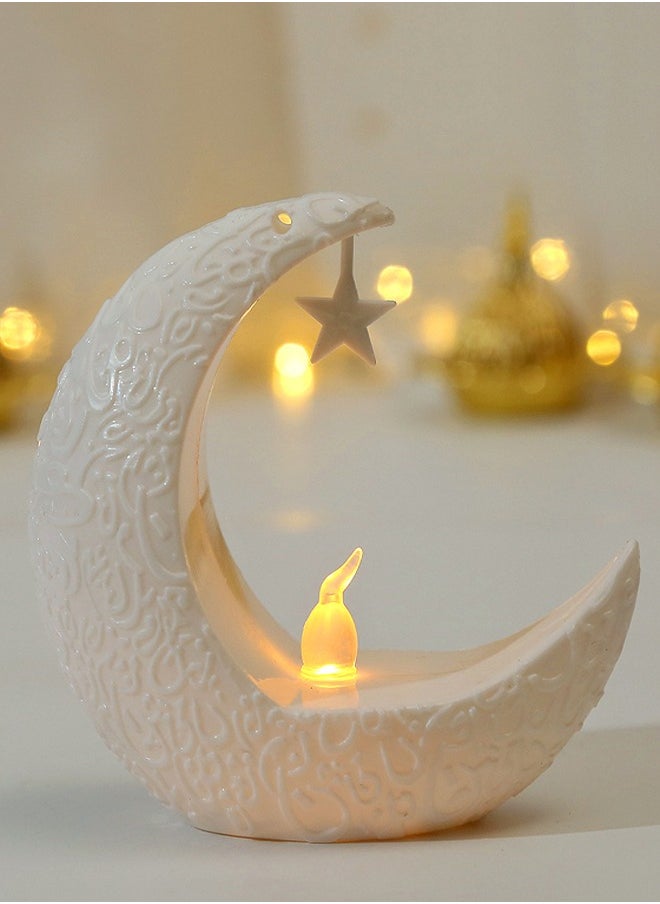 Ramadan Decoration, Candle Light, Eid LED Light, 4 Moon Shaped Lights, Festive Decoration (Black, Gold, White, Silver)