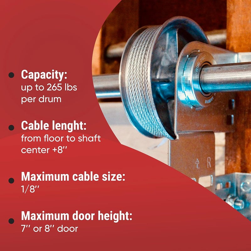 Granatan Overhead Garage Door Parts 400-8 Standard Lift, Up to 8" High Doors Garage Door Cable Drum (Pair, 4.85 Inches Each) - Image 3