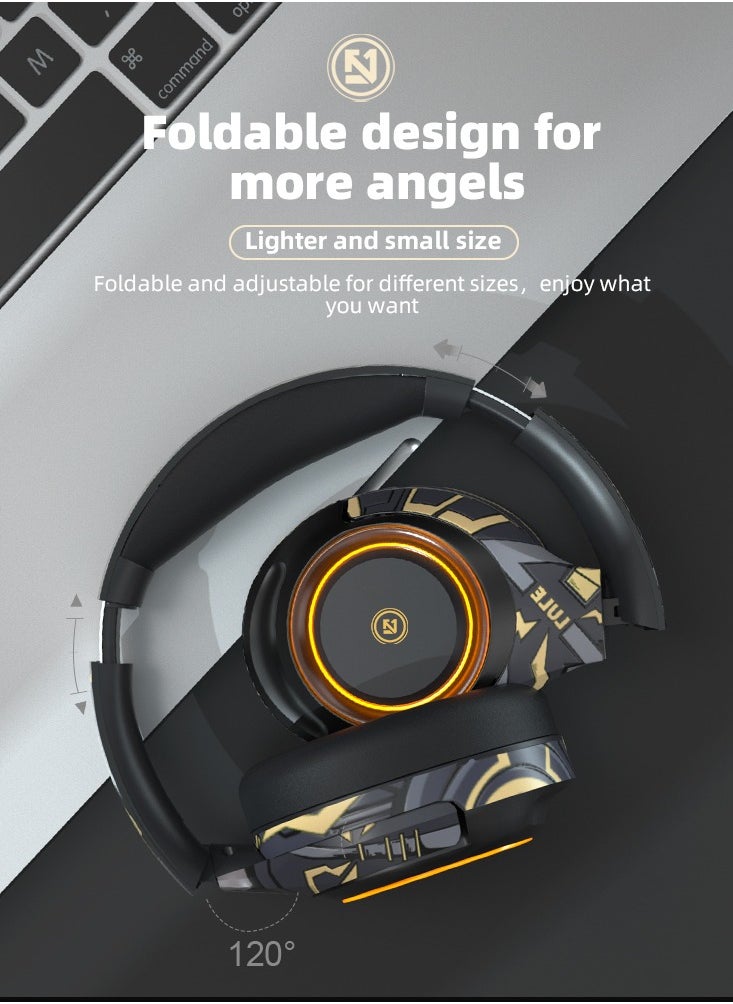 AL-WAHA AL-ZHABIA - Over-Ear Wireless Gaming Headset with Noise-Cancelling Mic | Bluetooth 5.2 | 40-Hour Playtime | Compatible with PS5, PS4, PC, Switch, Mac & Android - Image 1