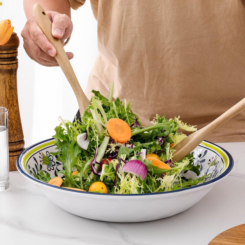 ZAROCRUS Talavera Melamine Large Serving Bowl 1375 x 275 Mixing Pasta Serving Bowls set of 2100 Melamine Soup Bowl Salad Bowl Fruit BowlsLightweight and Unbreakable - Image 4