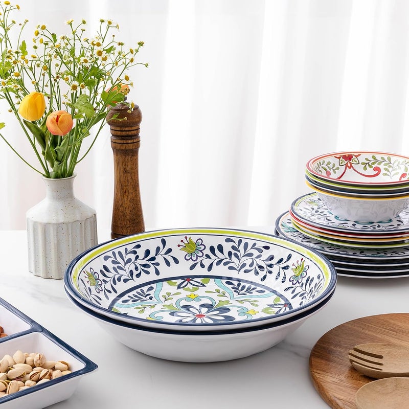 ZAROCRUS Talavera Melamine Large Serving Bowl 1375 x 275 Mixing Pasta Serving Bowls set of 2100 Melamine Soup Bowl Salad Bowl Fruit BowlsLightweight and Unbreakable - Image 3