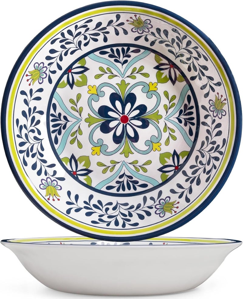 ZAROCRUS Talavera Melamine Large Serving Bowl 1375 x 275 Mixing Pasta Serving Bowls set of 2100 Melamine Soup Bowl Salad Bowl Fruit BowlsLightweight and Unbreakable - Image 1