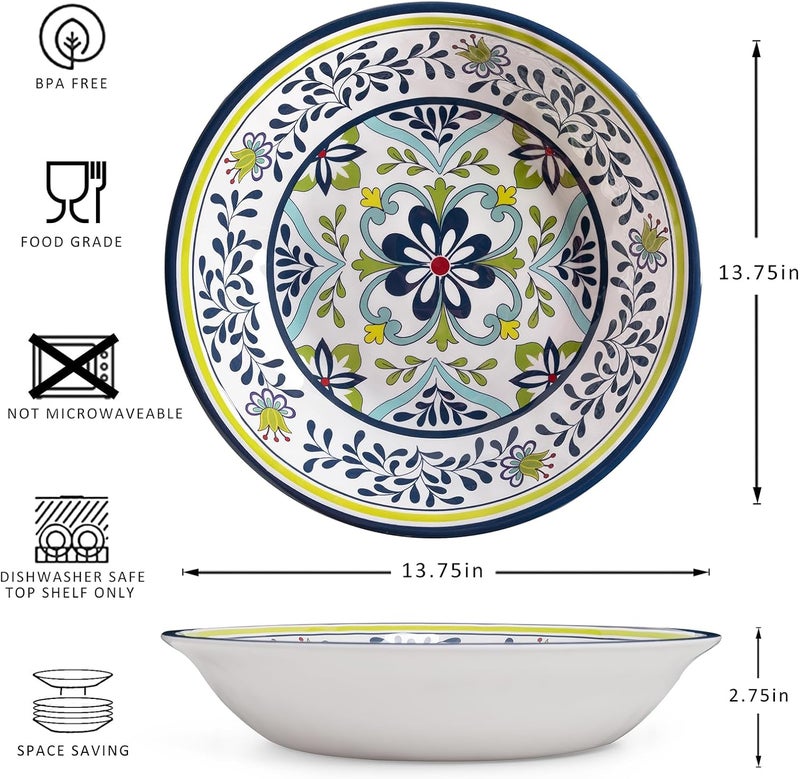 ZAROCRUS Talavera Melamine Large Serving Bowl 1375 x 275 Mixing Pasta Serving Bowls set of 2100 Melamine Soup Bowl Salad Bowl Fruit BowlsLightweight and Unbreakable - Image 5