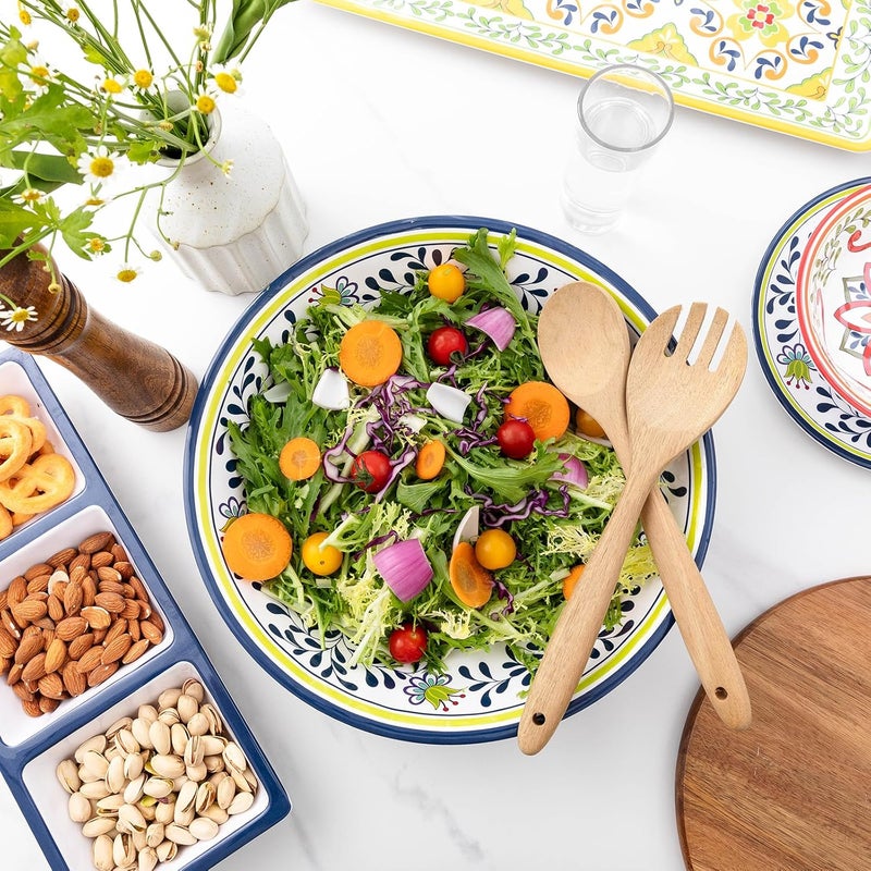 ZAROCRUS Talavera Melamine Large Serving Bowl 1375 x 275 Mixing Pasta Serving Bowls set of 2100 Melamine Soup Bowl Salad Bowl Fruit BowlsLightweight and Unbreakable - Image 2