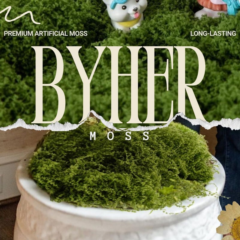 BYHER Fake Moss for Crafts â€“ 3.5OZ Fluffy Cloudlike Artificial Moss for Potted Plant Indoor & Fairy Gardens â€“ Realistic Green Moss Alternative for Terrariums, Dioramas, Model Scenes (Dark Green) - Image 5