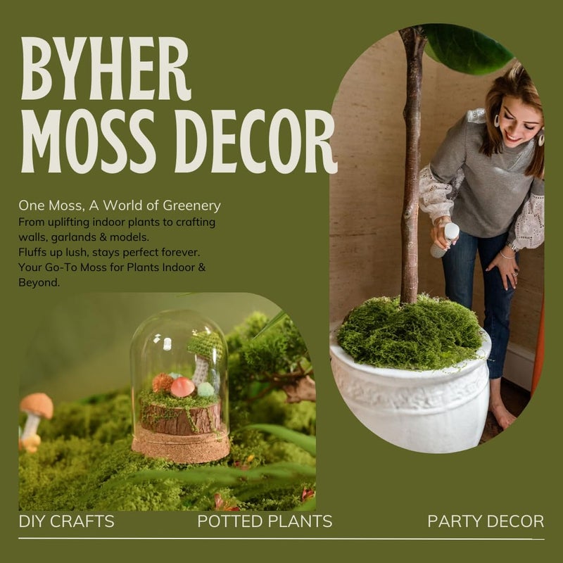 BYHER Fake Moss for Crafts â€“ 3.5OZ Fluffy Cloudlike Artificial Moss for Potted Plant Indoor & Fairy Gardens â€“ Realistic Green Moss Alternative for Terrariums, Dioramas, Model Scenes (Dark Green) - Image 4