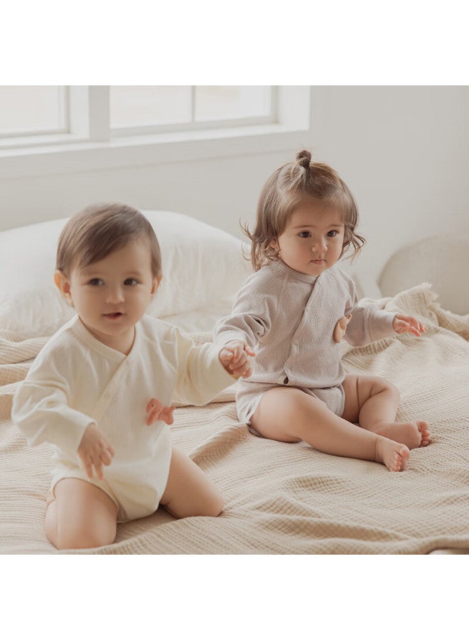 Good bear Guaiqi Xiong Baby Romper, Long-sleeve Pure Cotton Onesie, Cute Triangular Bodysuit For Boys And Girls, Home Wear For Spring And Autumn, Newborn - Image 1