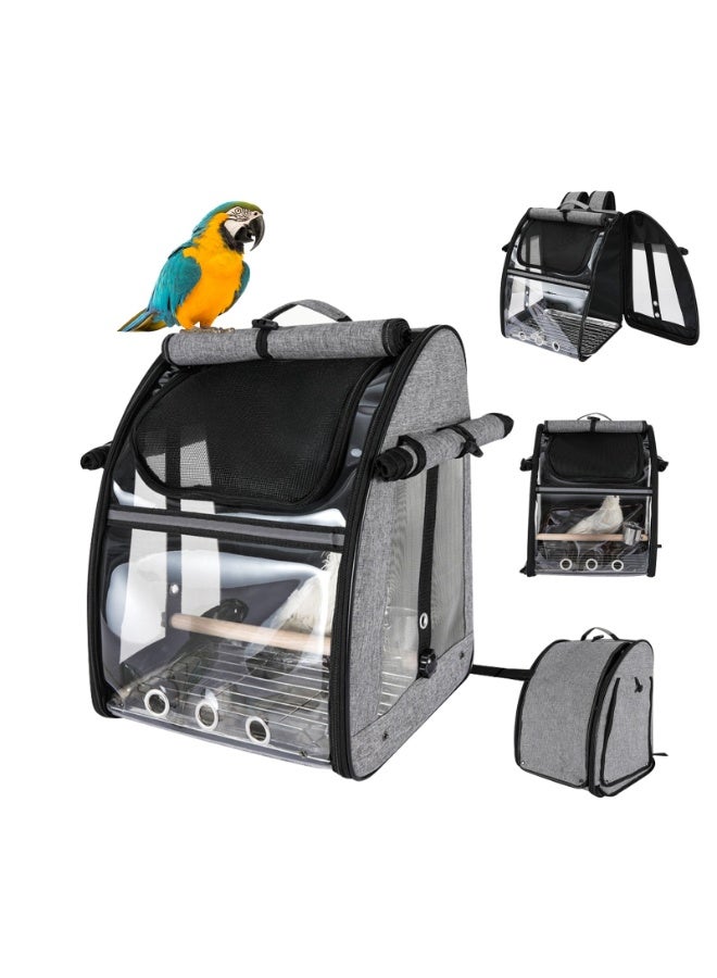 Bird Travel Cage, Portable Travel Bag, Parrots Bird Backpack, Backpack Carrier, Adjustable Height Standing Perch, Transparent Breathable Travel Cage for Medium to Large Birds, Parrots - Image 1