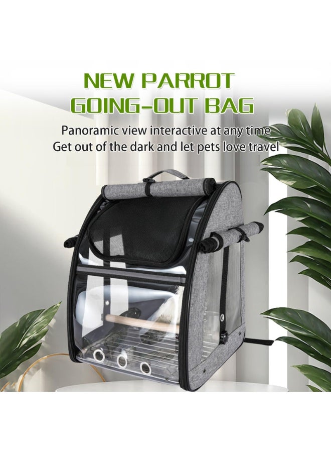 Bird Travel Cage, Portable Travel Bag, Parrots Bird Backpack, Backpack Carrier, Adjustable Height Standing Perch, Transparent Breathable Travel Cage for Medium to Large Birds, Parrots - Image 4