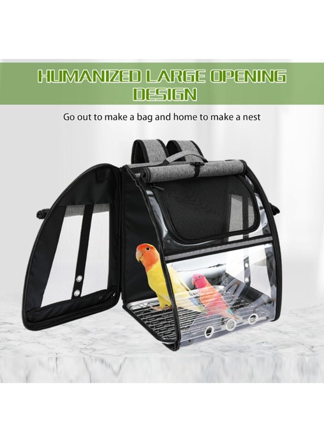 Bird Travel Cage, Portable Travel Bag, Parrots Bird Backpack, Backpack Carrier, Adjustable Height Standing Perch, Transparent Breathable Travel Cage for Medium to Large Birds, Parrots - Image 3