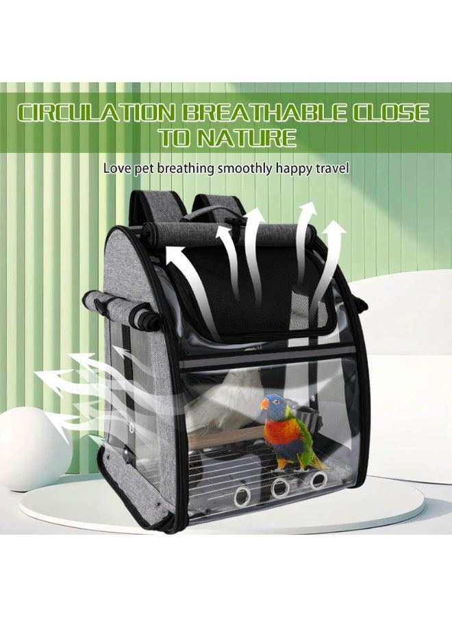 Bird Travel Cage, Portable Travel Bag, Parrots Bird Backpack, Backpack Carrier, Adjustable Height Standing Perch, Transparent Breathable Travel Cage for Medium to Large Birds, Parrots - Image 2