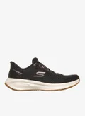 SKECHERS BLACK MESH/IRIDESCENT SYNTHETIC/PEACH TRIM