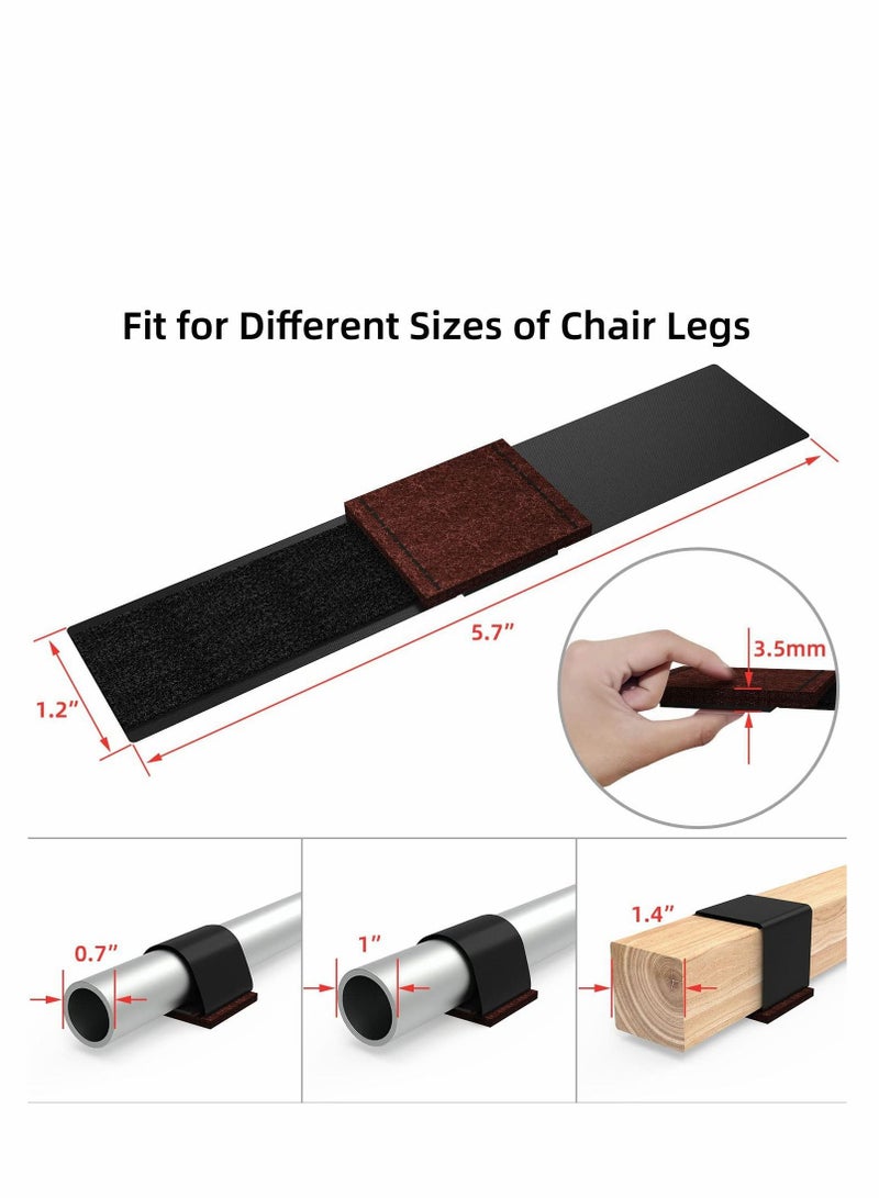 Excefore 24 Pieces Felt Furniture Pads with Hook and Loop Fasteners for Sled Chair, Wrap-Around Felt Floor Savers, Chair Sled Floor Glides Tubing Protectors, Prevent Floor Scratches Reduce Noise, Black  - Image 2