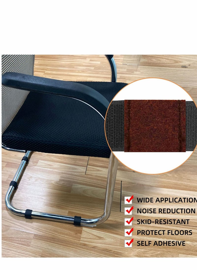 Excefore 24 Pieces Felt Furniture Pads with Hook and Loop Fasteners for Sled Chair, Wrap-Around Felt Floor Savers, Chair Sled Floor Glides Tubing Protectors, Prevent Floor Scratches Reduce Noise, Black  - Image 3