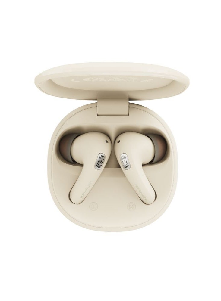 HiFuture FlyBuds4 True Wireless Earbuds with 40dB Active Noise Cancellation, 30h Playtime, Bluetooth 5.3, 4-Mic ENC for Clear Calls, Fast Charging, IPX5 Waterproof, Ergonomic Fit, Latte - Image 1