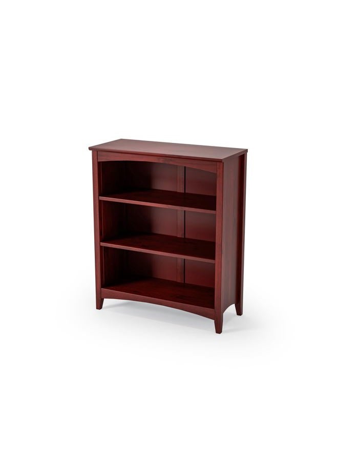 Camaflexi Shaker Style 3 Shelf Bookcase/Solid Wood / 36" High/Adjustable Shelving/Closed Back/Display Bookshelf for Living Room, Bedroom, Home and Office, Red Garnet Stain - Image 1