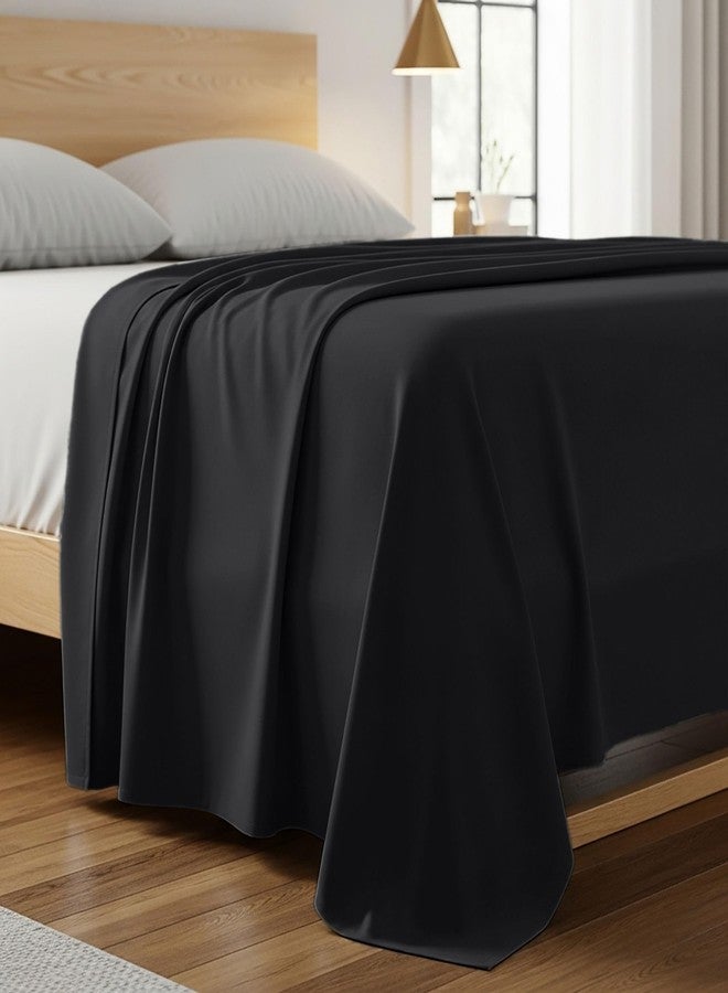Mellanni California King Size Flat Sheet - Iconic Collection Bedding - Hotel Luxury, Extra Soft, Cooling - Wrinkle, Fade, Stain Resistant - 1 Flat Sheet Only (Cal King, Black) - Image 1