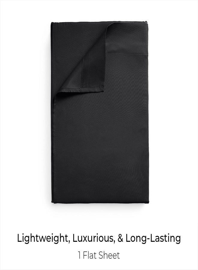 Mellanni California King Size Flat Sheet - Iconic Collection Bedding - Hotel Luxury, Extra Soft, Cooling - Wrinkle, Fade, Stain Resistant - 1 Flat Sheet Only (Cal King, Black) - Image 2
