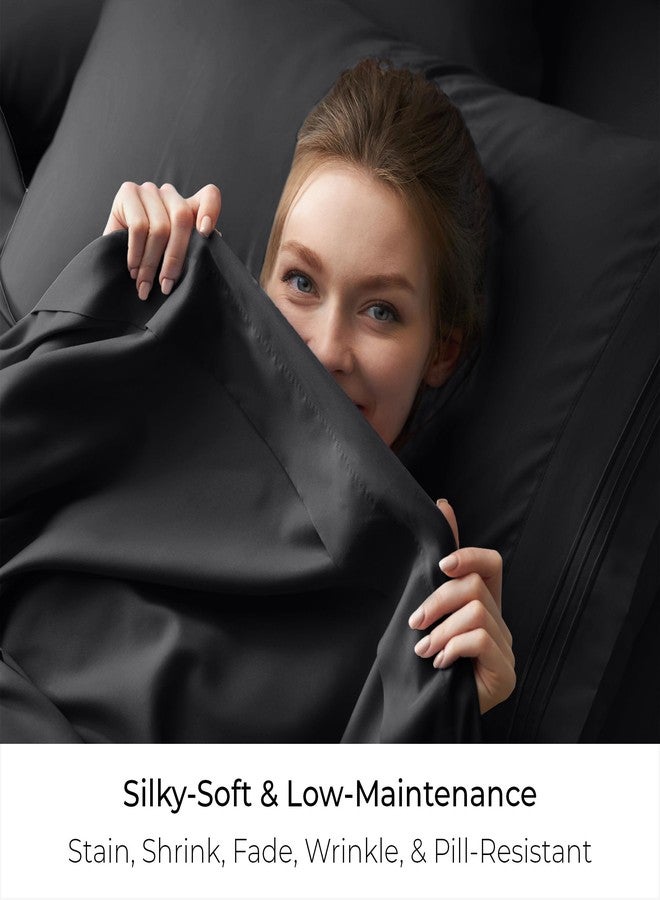 Mellanni California King Size Flat Sheet - Iconic Collection Bedding - Hotel Luxury, Extra Soft, Cooling - Wrinkle, Fade, Stain Resistant - 1 Flat Sheet Only (Cal King, Black) - Image 5