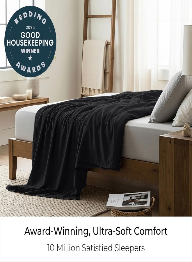 Mellanni California King Size Flat Sheet - Iconic Collection Bedding - Hotel Luxury, Extra Soft, Cooling - Wrinkle, Fade, Stain Resistant - 1 Flat Sheet Only (Cal King, Black) - Image 3