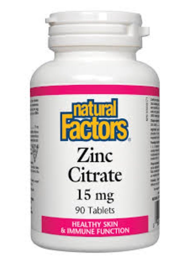 Zinc Citrate 15mg 90 Tablets | High Absorption Zinc Supplement | Daily Immune Support & Essential Mineral Formula
