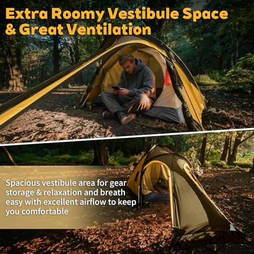 GEERTOP 2-Person Backpacking Tent Waterproof Lightweight Double Layer Tent for Camping Hiking All Weather Travel - Image 2