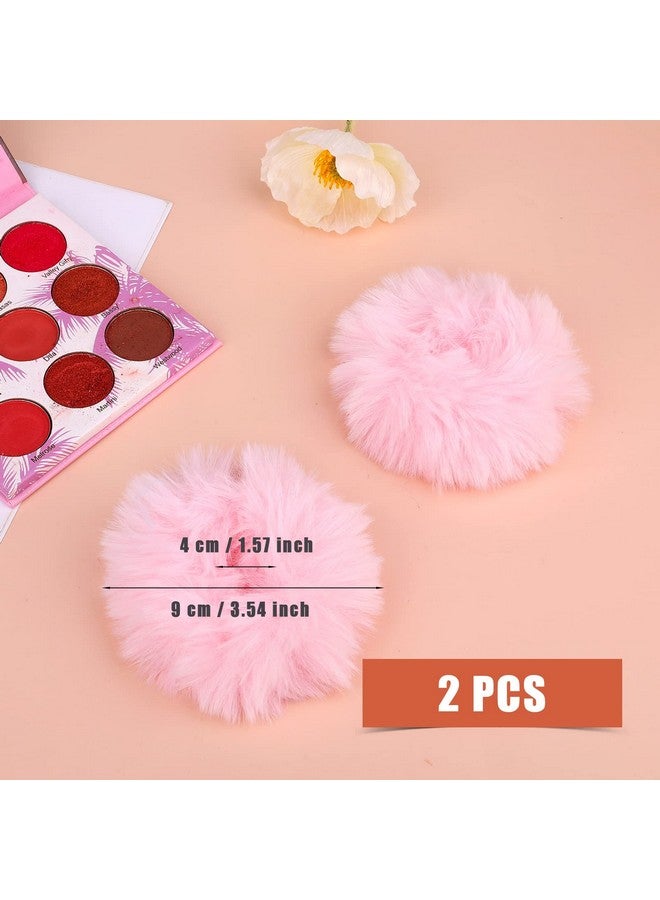 KINBOM 2Pcs Plush Faux Rabbit Fur Hair Ties Fluffy Elastic Hair Scrunchies Ponytail Scrunchies Hair Accessories(Light Pink) - Image 2