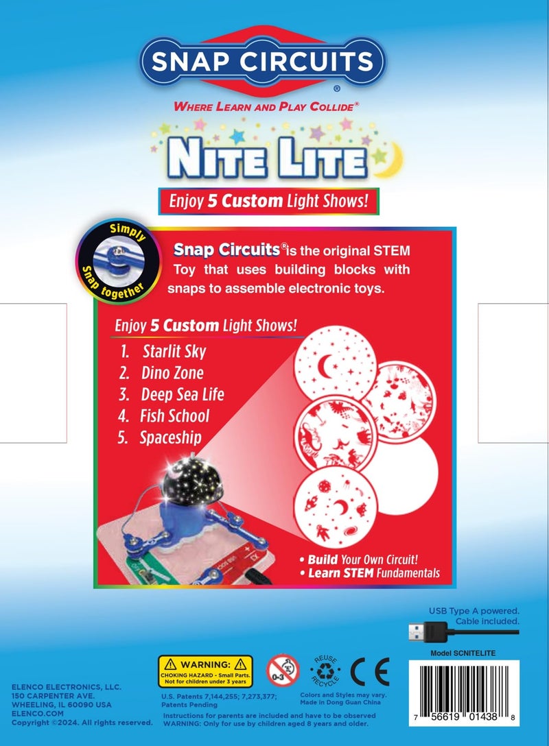 Snap Circuits Night Light for Kids | Includes 5 Light Shows | Ages 5+ | Rotating Night Light Projector - Image 5