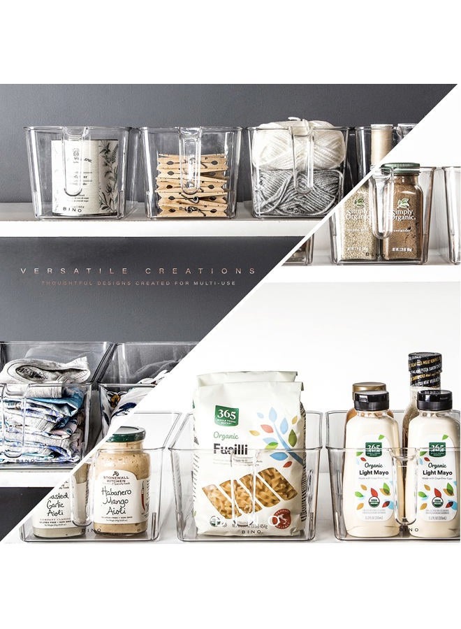 BINO Refrigerator, Freezer and Pantry Cabinet Storage Organizer Bin with Built-in Handle, Clear and Transparent Plastic Nesting Container for Home and Kitchen, Large - Image 4