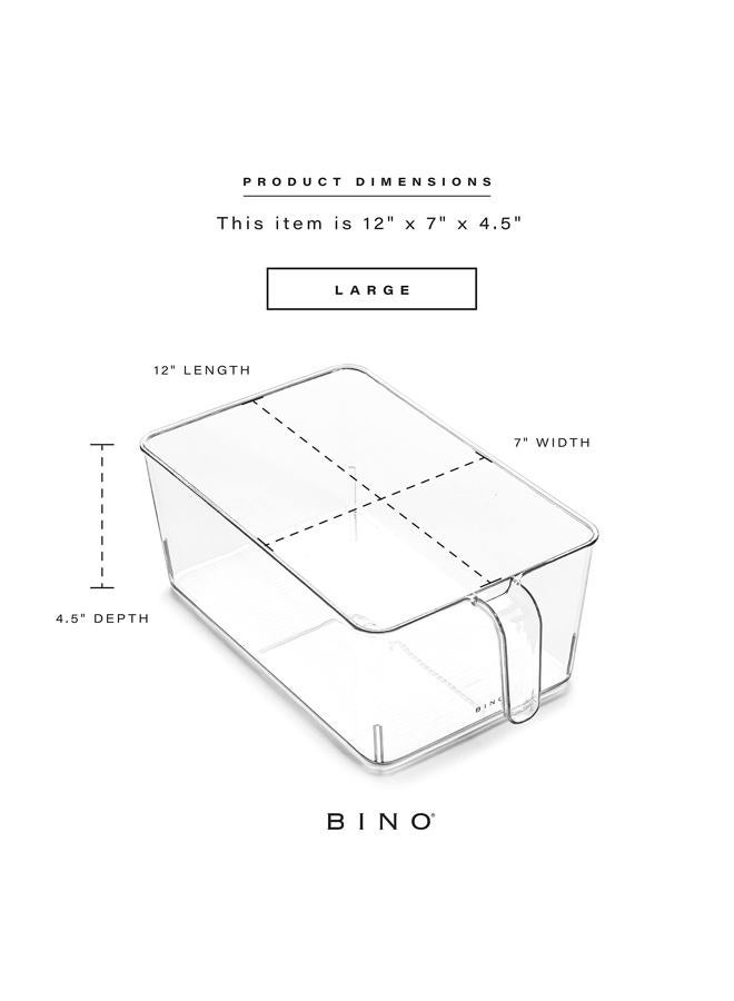 BINO Refrigerator, Freezer and Pantry Cabinet Storage Organizer Bin with Built-in Handle, Clear and Transparent Plastic Nesting Container for Home and Kitchen, Large - Image 3