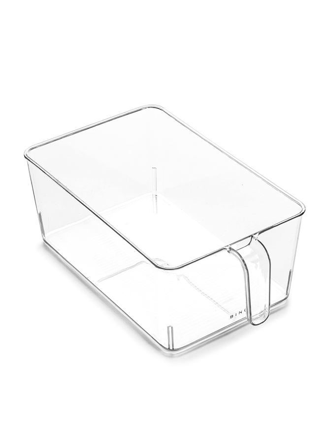 BINO Refrigerator, Freezer and Pantry Cabinet Storage Organizer Bin with Built-in Handle, Clear and Transparent Plastic Nesting Container for Home and Kitchen, Large - Image 1