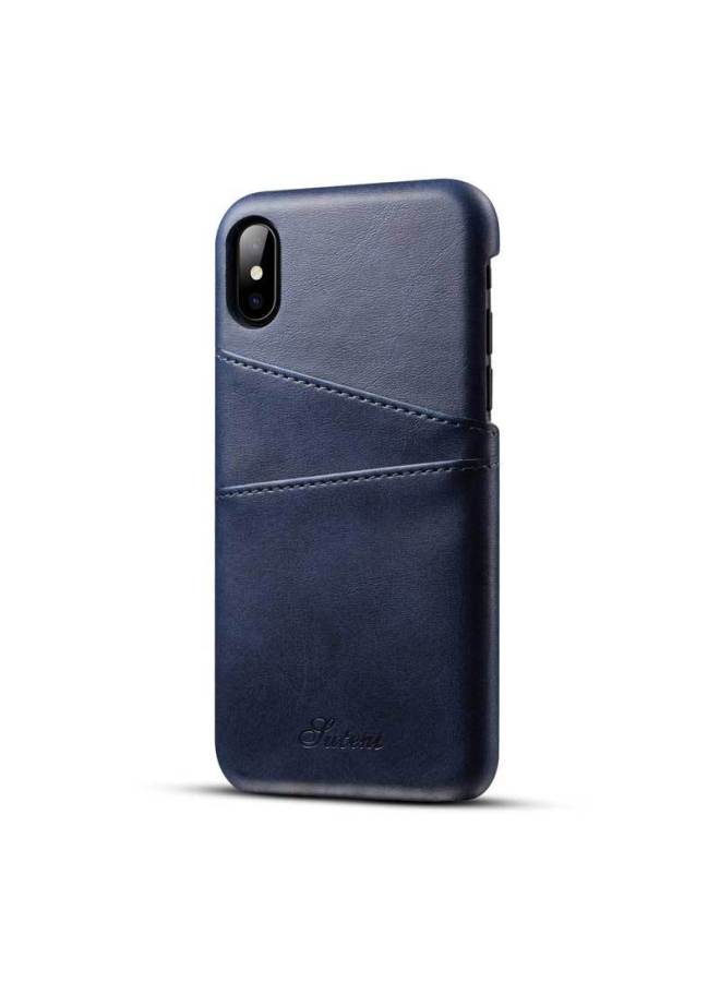 Vintage Card Small Cowhide Pattern For Iphone X Phone Case Protective Case For AppleXS Genuine Leather Business Phone Case-Color:Grey-Applicable Model:For Iphone 11 Pro