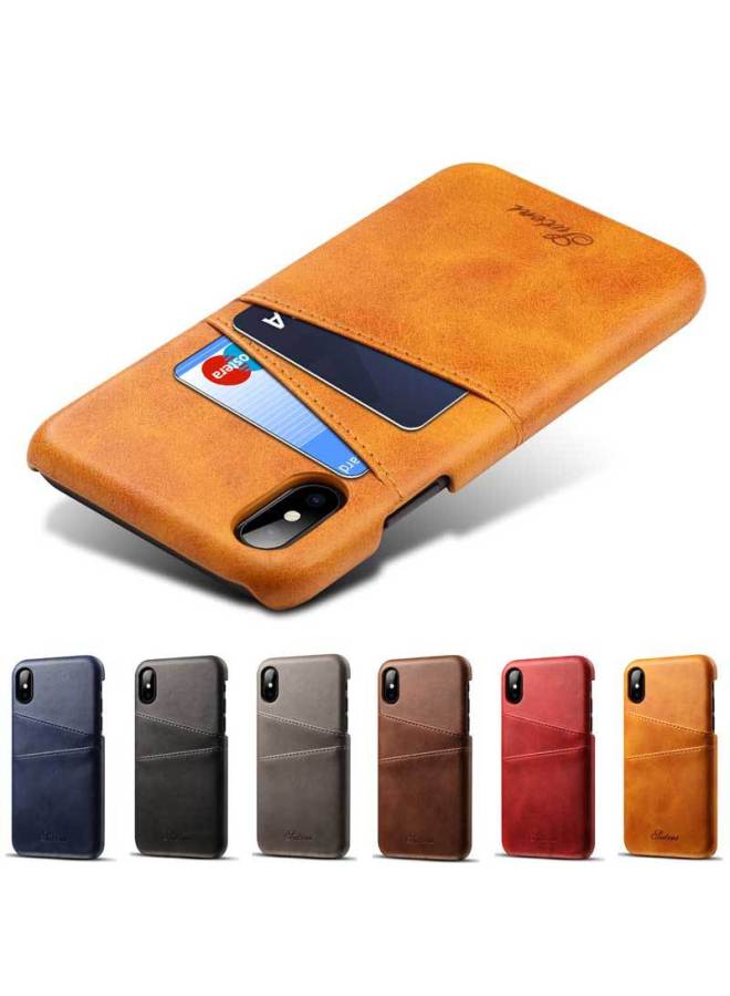 Vintage Card Small Cowhide Pattern For Iphone X Phone Case Protective Case For AppleXS Genuine Leather Business Phone Case-Color:Grey-Applicable Model:For Iphone 11 Pro