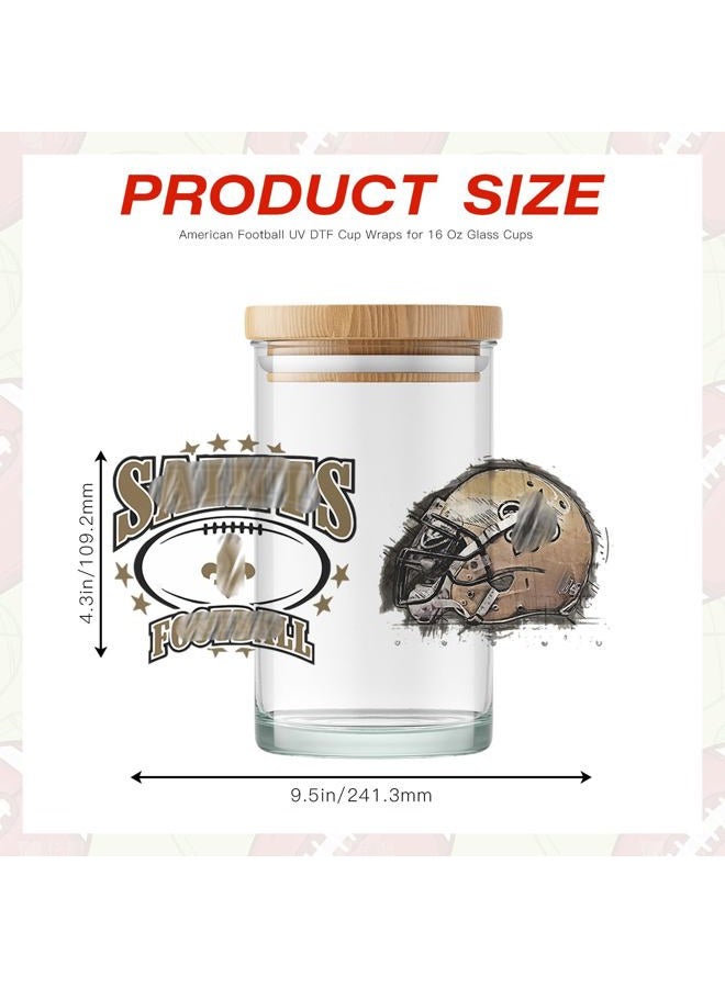 PureGlow Co 4 Sheet Cup Wraps American Football UV Dtf Cup Wraps for 16 Oz Glass Cups Tumblers, Waterproof Super Bowl Rub on Transfers Stickers for Wood Furniture Car DIY Crafts Decor Wrap Decals (07) - Image 4