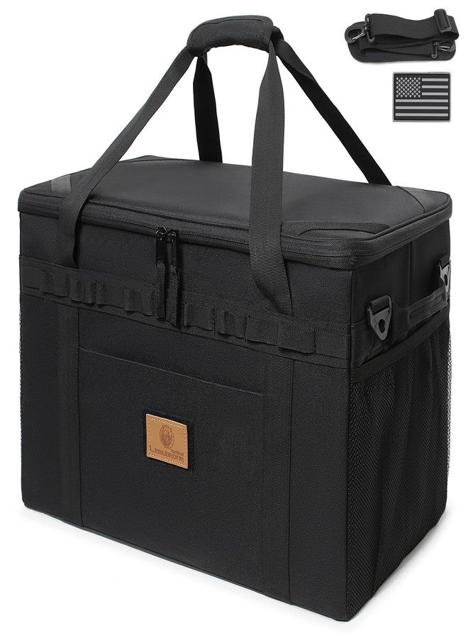 Lemubeane Tactical Camping Storage Bag Utility Tote Bag Organizer with Axe Holder & Shoulder Strap (Black, Large (46L)) - Image 1