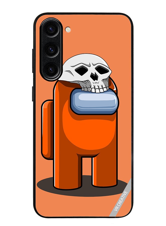VR CREATIVE Protective Case Cover For Samsung Galaxy S23 Orange Game Among Us In Halloween Design Multicolour - Image 1