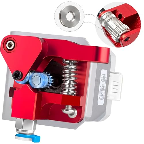 RED REX Redrex Dual Gear Ender 3 Extruder with Two Washers Metal Drive Feeder Upgrade Kit Compatible with Creality Ender 3 V2 Pro,Ender 3 Neo Series,CR10 3D Printer TPU Filament Supported(Motor Shaft>20mm) - Image 1