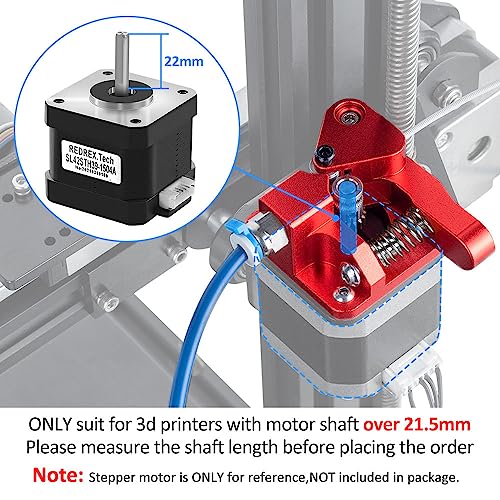 RED REX Redrex Dual Gear Ender 3 Extruder with Two Washers Metal Drive Feeder Upgrade Kit Compatible with Creality Ender 3 V2 Pro,Ender 3 Neo Series,CR10 3D Printer TPU Filament Supported(Motor Shaft>20mm) - Image 3