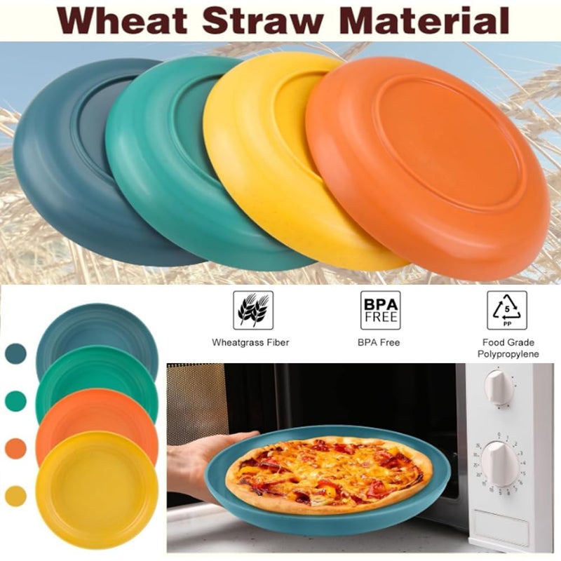 yomith Wheat Straw Plates Unbreakable Deep Dinner Plates Dishwasher Microwave Safe Plastic BPA Free and Healthy Lightweight Dishes for Kitchen Camping Multicolour Pack of 8 9 Inch - Image 2
