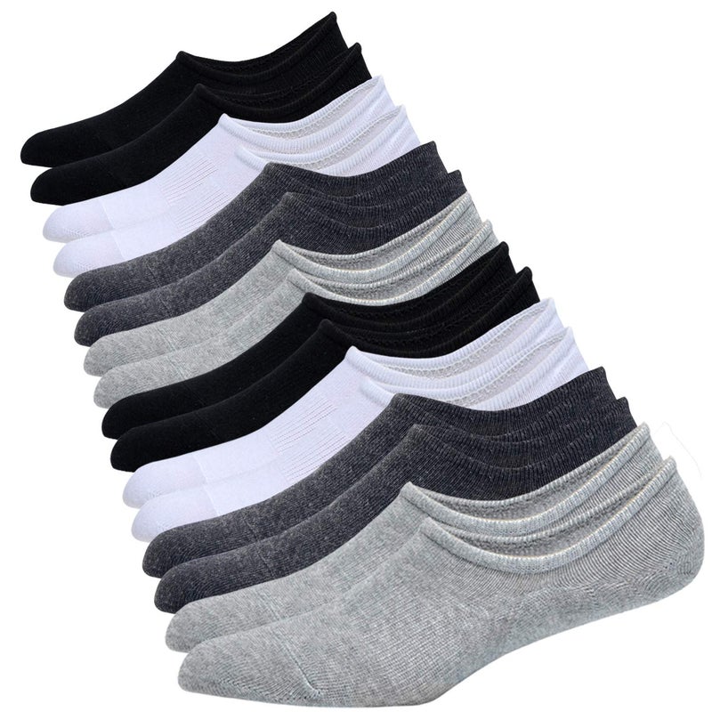 JORMATT 8 Pairs Mens & Women No Show Socks Non-Slip, Athletic Sneaker Cotton Invisible Low Cut Socks for Mens Shoe Size 10-13