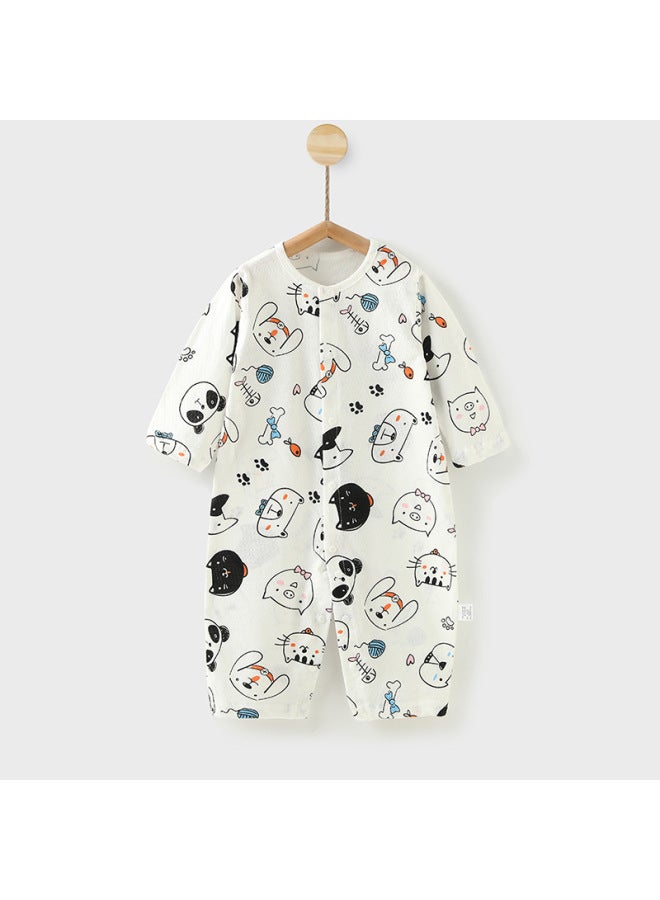 Baby Jumpsuit Spring And Summer Thin Air Conditioning Baby Pajamas Long Sleeve Khaki Climbing Clothes Newborn Clothes