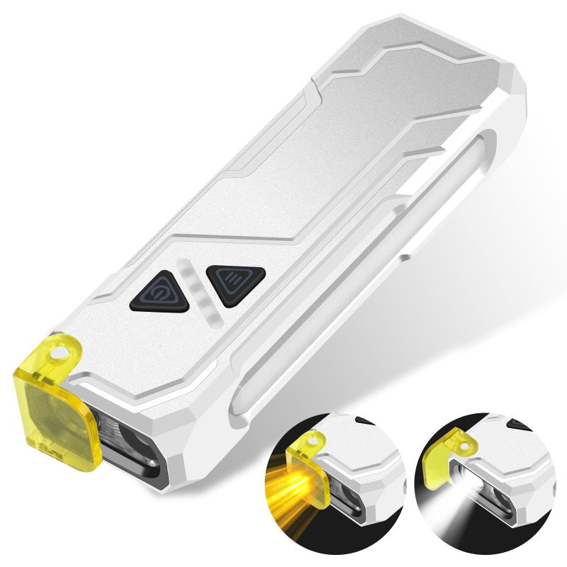 Jolimark Multi-Feature EDC Flashlight Rechargeable with 7-Colors Side Light Magntic Bace Yellow Light Diffuser and UV Light for Travel Work Camp Dog Walk - Image 5