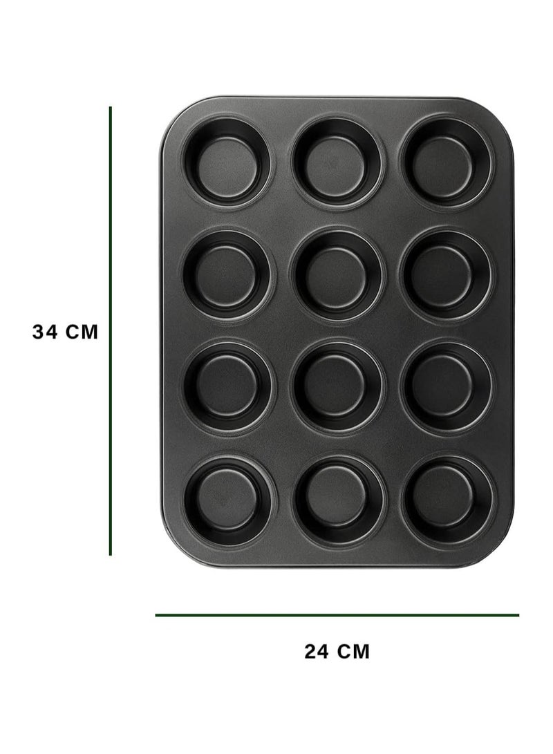 Generic Non-Stick 12-Cup Muffin and Cupcake Baking Tray – Heavy-Duty Carbon Steel Pan for Oven – Easy Release & Dishwasher Safe – Ideal for Cupcakes, Muffins, Mini Quiches, and More - Image 5
