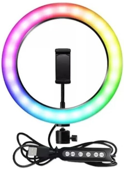 MJ30 RGB LED Ring Light with Tripod – Dimmable Soft Lighting, 360° Rotation – White